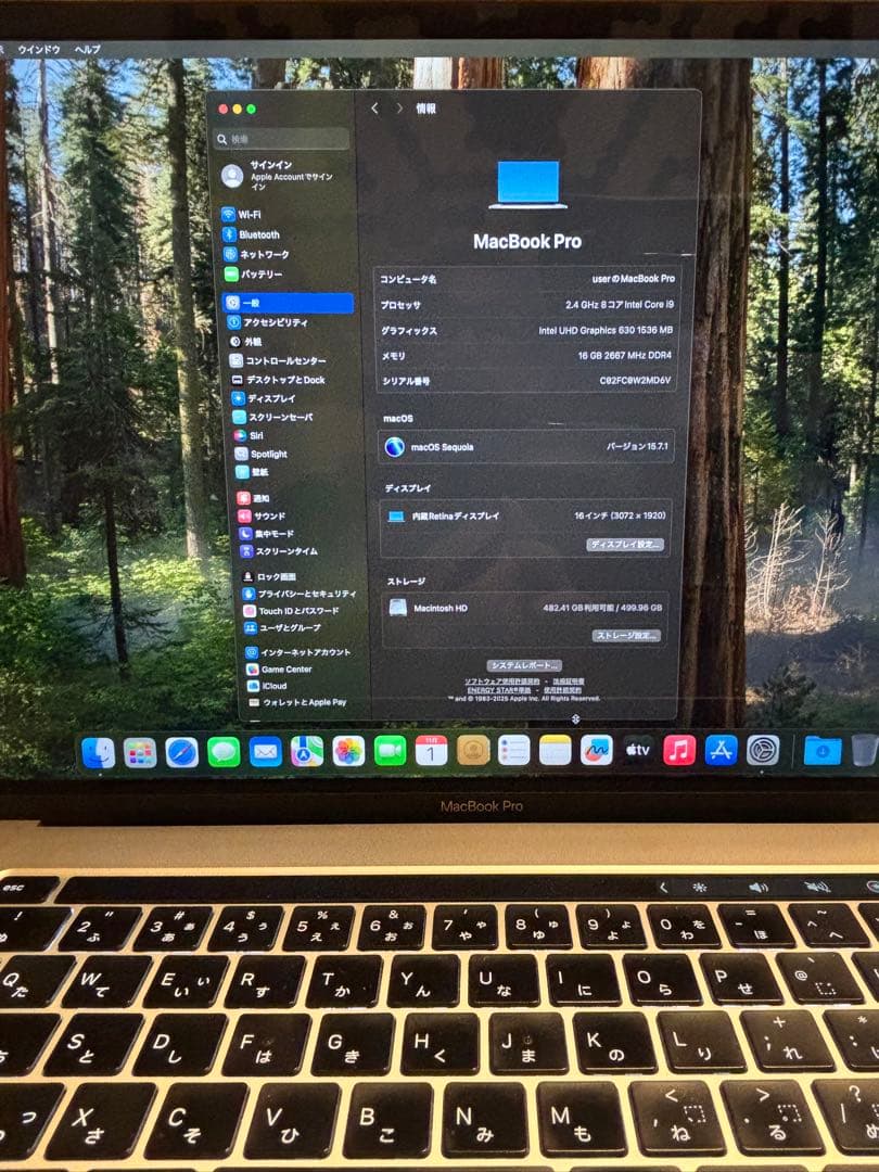 MacBook Pro 16インチ /i9/16GB/512GB/2019
