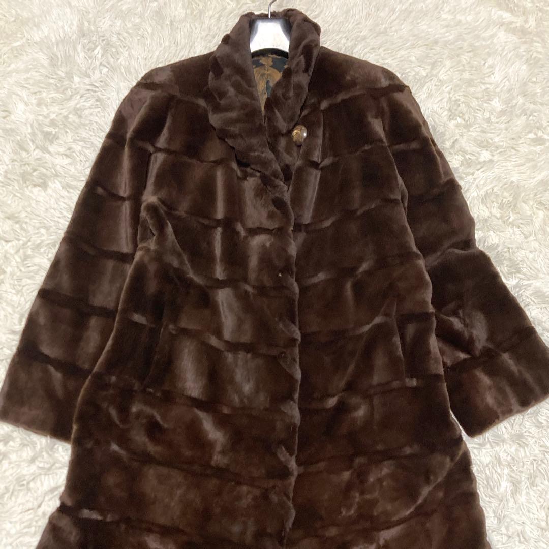 美品✨シェアードミンク　ファーロングコート　105cm ティアード　リアルファー