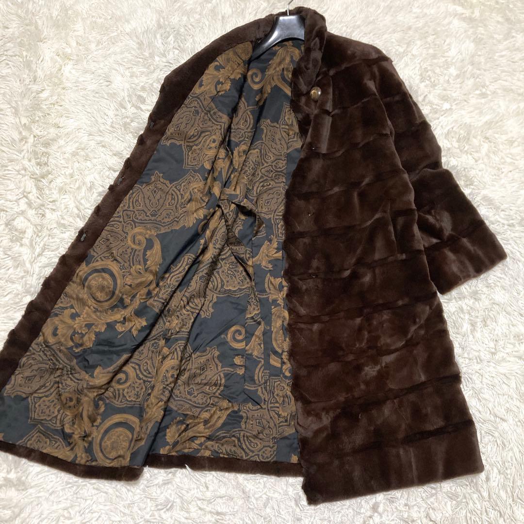 美品✨シェアードミンク　ファーロングコート　105cm ティアード　リアルファー