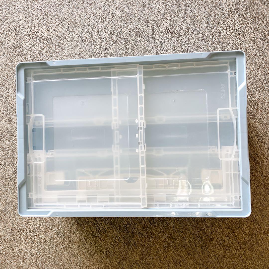 リス　折りたたみコンテナ4点セット　フロントオープン　ライトブルー　収納ボックス