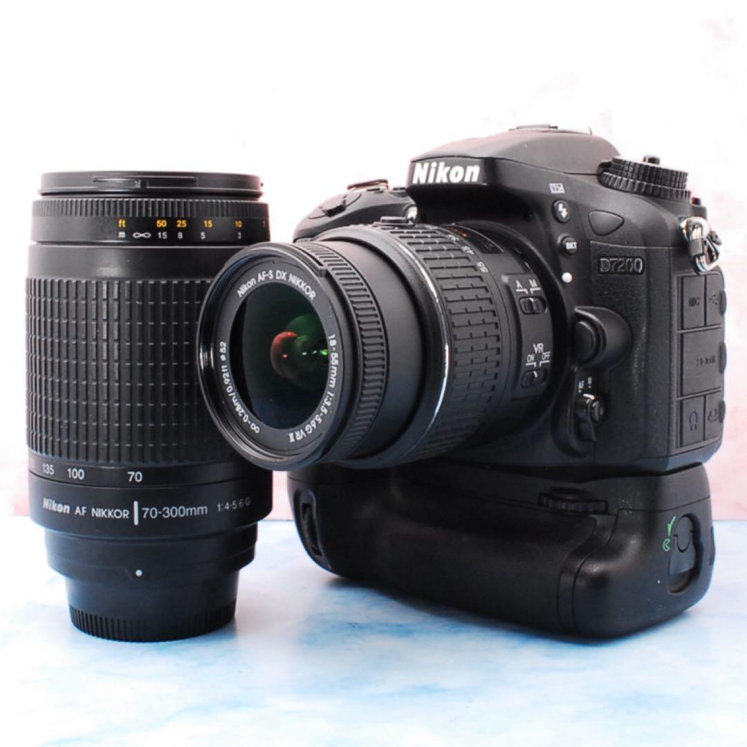 ニコン D7200☆一眼レフカメラ☆バッテリーグリップ付☆超望遠付Wレンズ