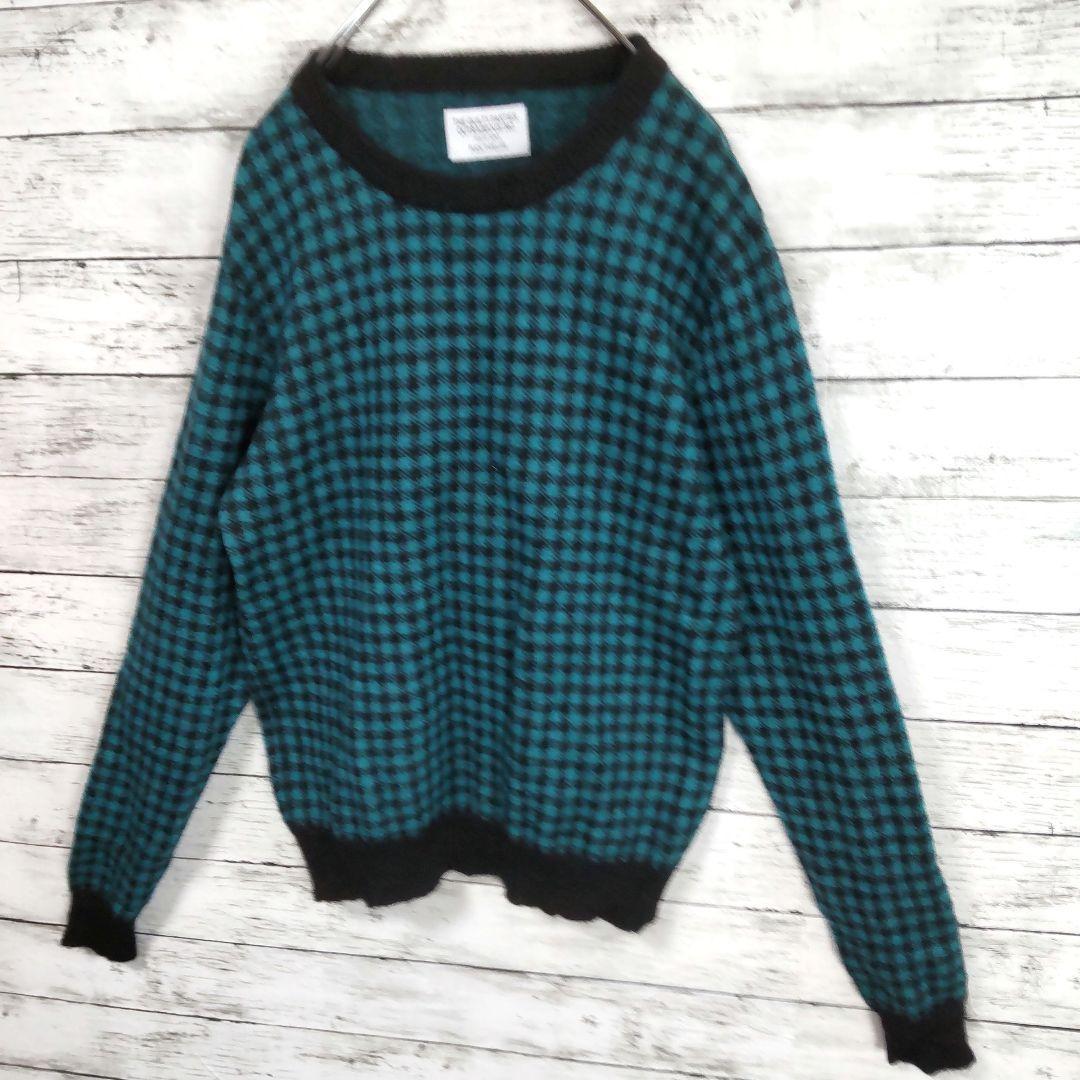 【モヘヤ】ワコマリア♧チェックニット　ウール　日本製　ルード　M 良カラー　美品