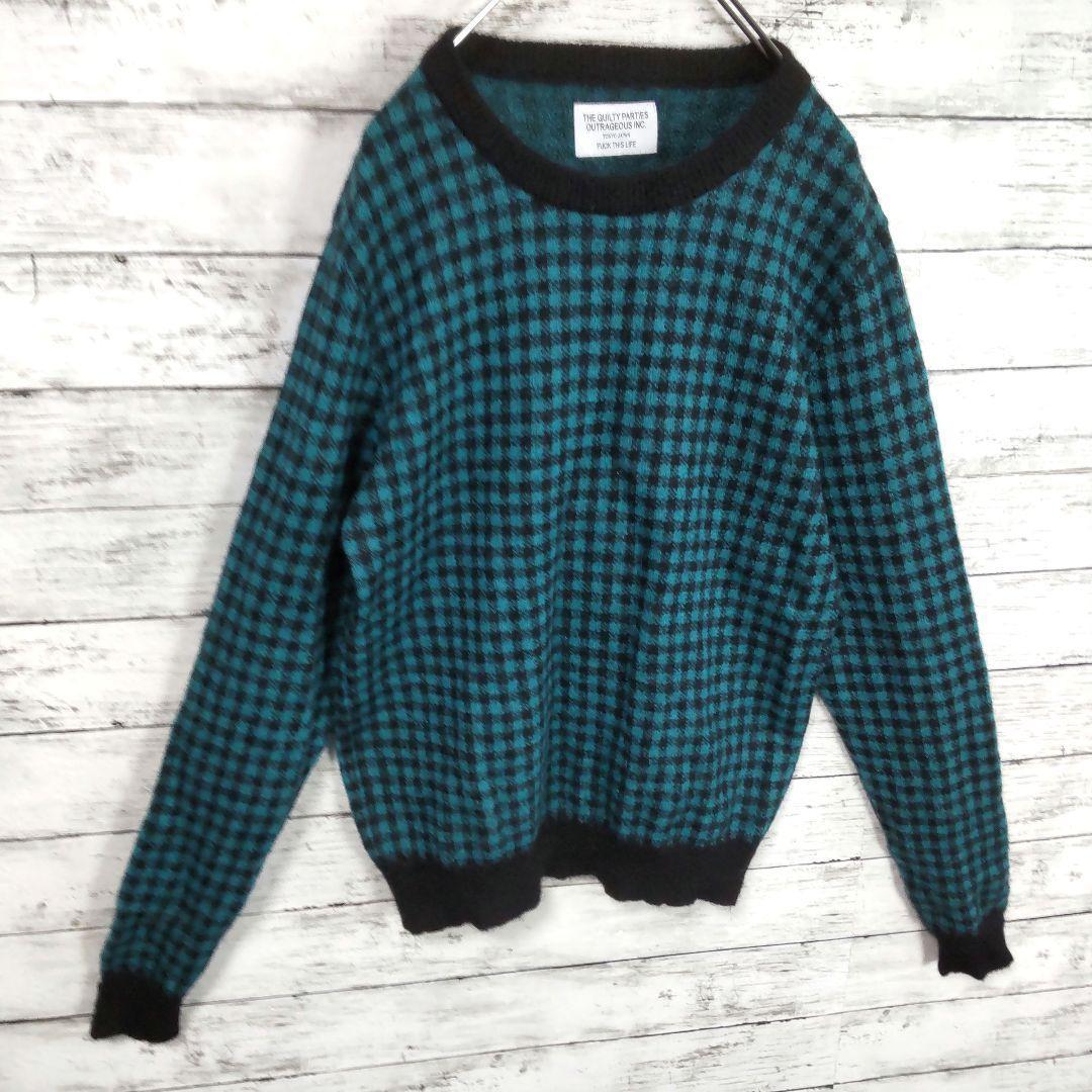 【モヘヤ】ワコマリア♧チェックニット　ウール　日本製　ルード　M 良カラー　美品