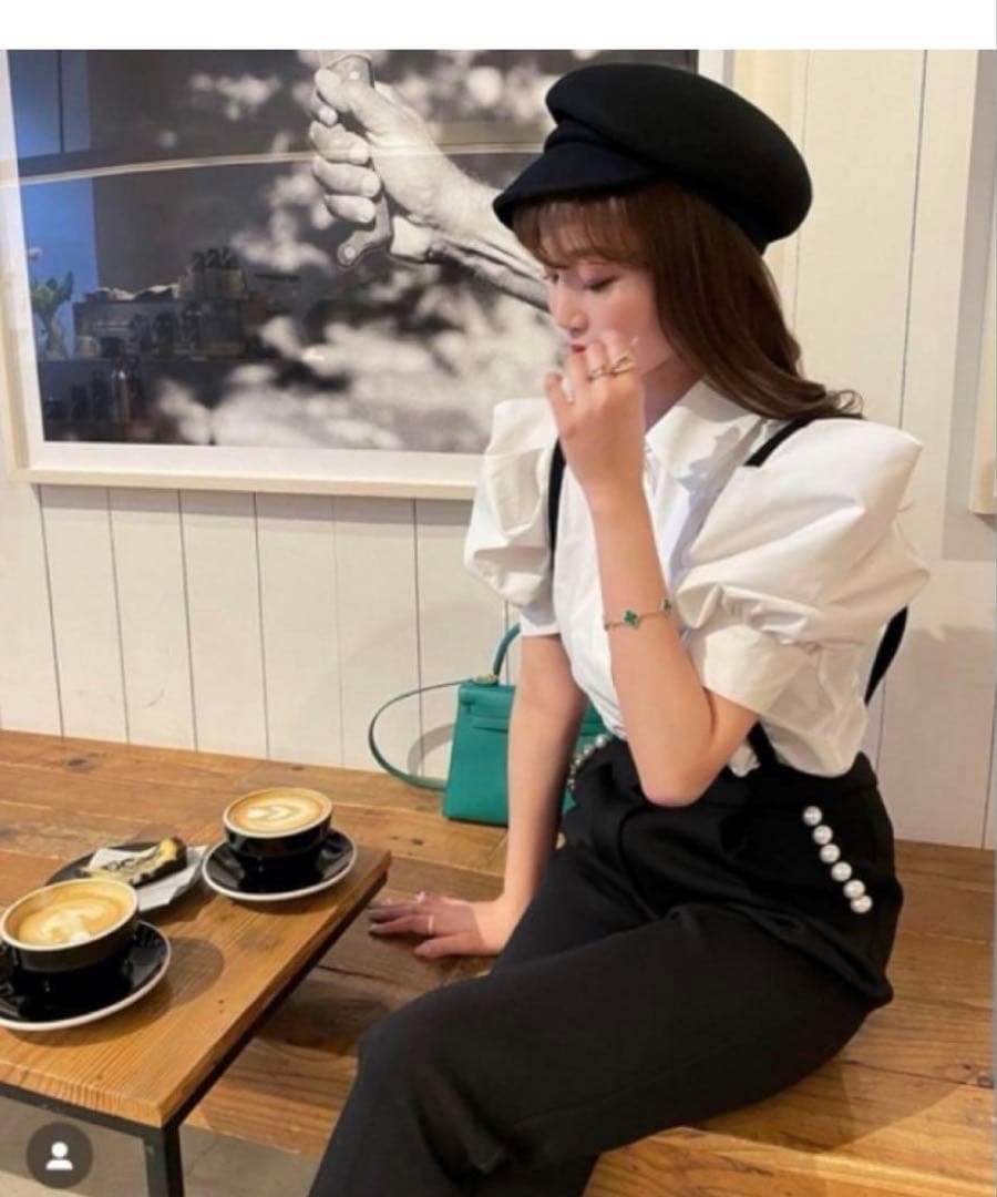 美品　sheller 2way パール　サスペンダー　テーパードパンツ　シェリエ