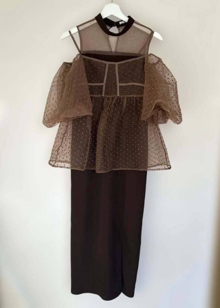 【LEJA】レースドットビスチェセットアップIラインワンピースドレス 結婚式