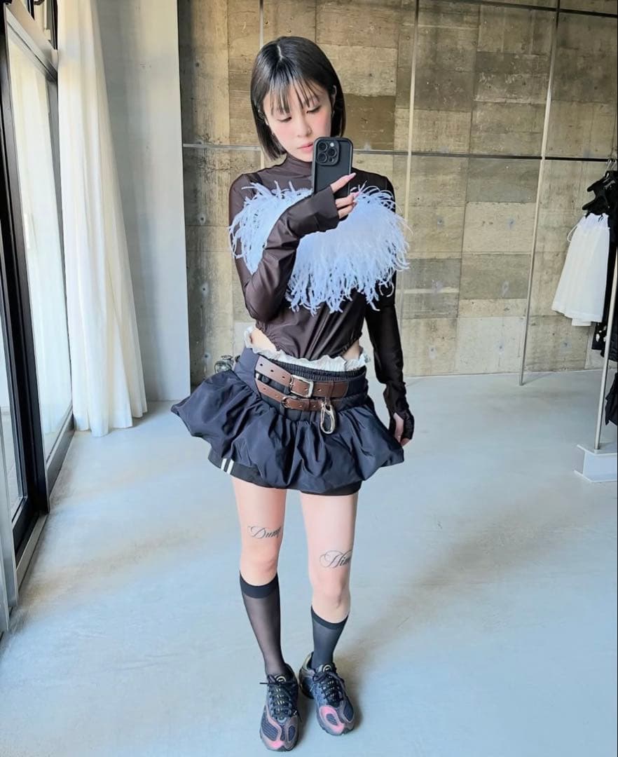 スカート litmus herpraha Balloon mini skirt belt