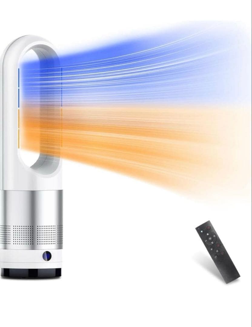 セラミックヒーター⭐️ 【羽根なし・泠暖兼用】省エネ・3段階暖風+8段階送風