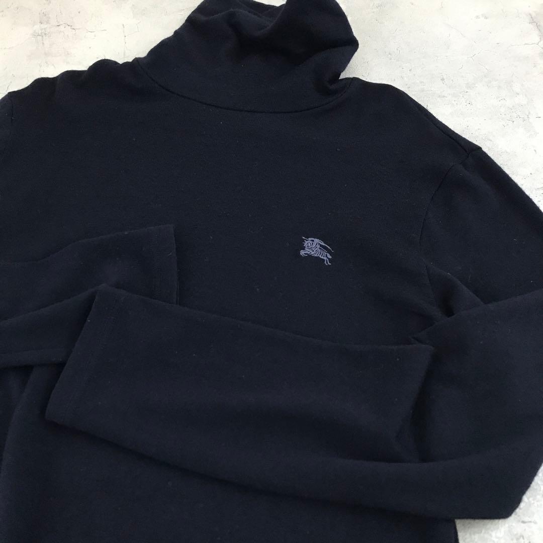 美品 タートルネック ニットM ネイビー Burberry バーバリー（値下げ）