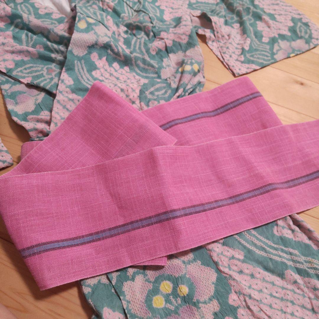 しぼりの浴衣・麻の帯セット