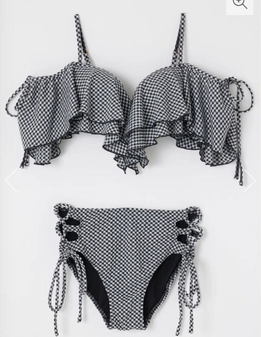 rienda フリル付きチェック柄セパレート水着