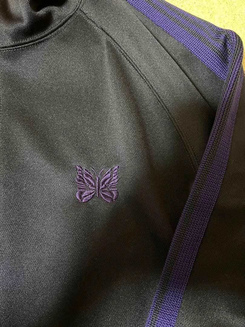 美品needles トラックジャケット　黒×紫　ニードルス　トラックトップ