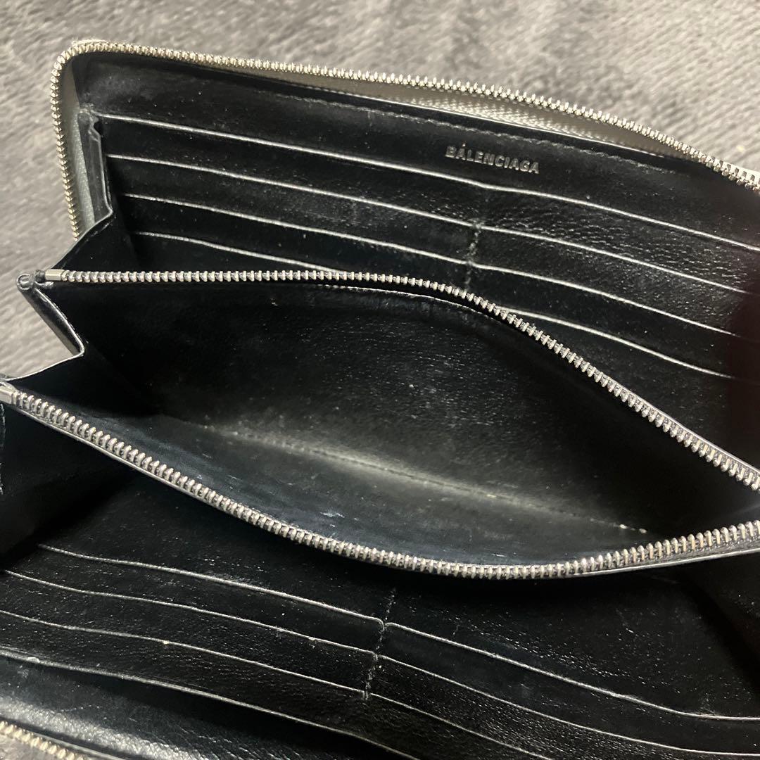 バレンシアガ　長財布　グリッター　キラキラ　銀色　シルバー