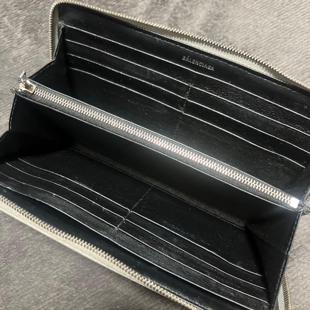 バレンシアガ　長財布　グリッター　キラキラ　銀色　シルバー