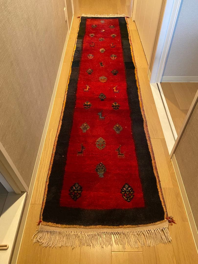 み*ん様 ウール ギャッベ ランナーラグ 廊下マット ペルシャ絨毯