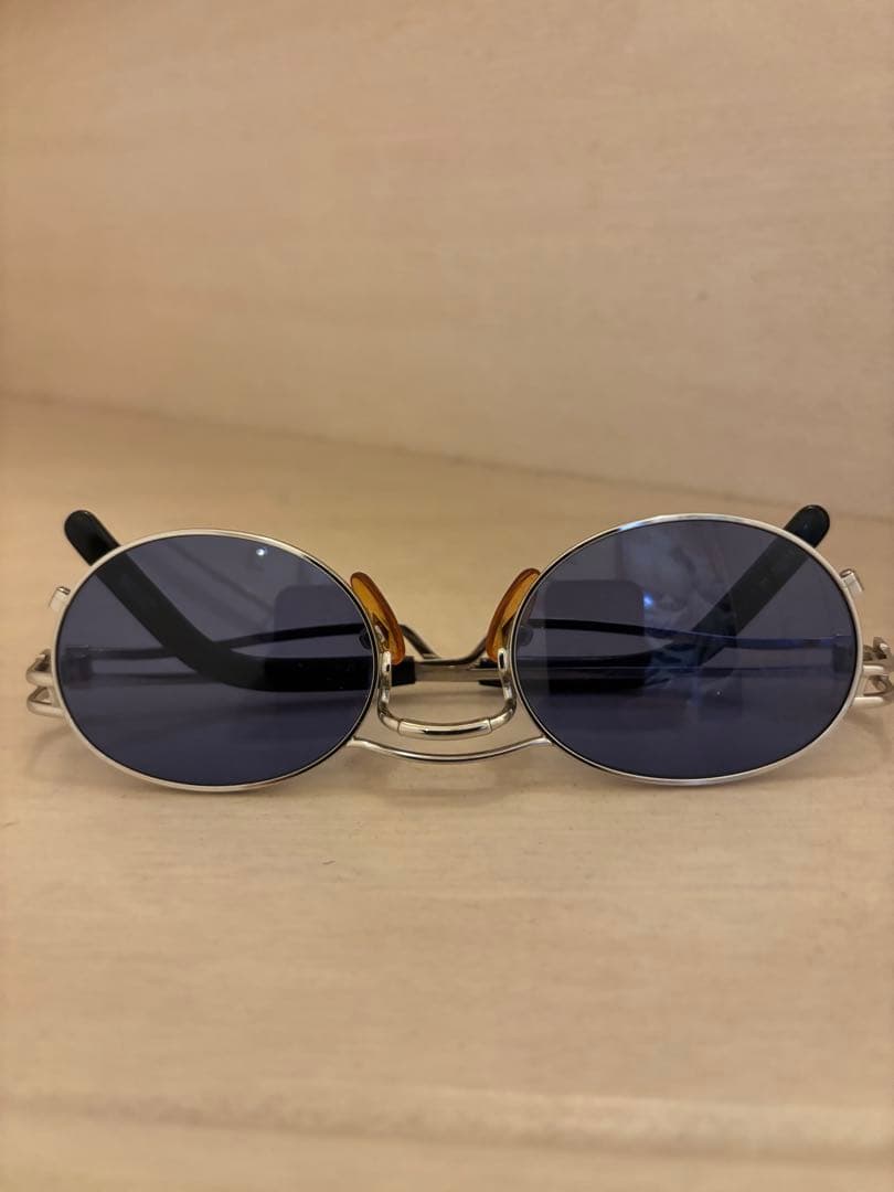 シルバーオーバル型ブルーレンズサングラスジャンポールゴルチェ56-3173