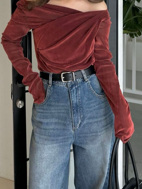 ☆人気完売☆フレイアイディー／アシメデコルテフロッキーチュールトップスRED新品