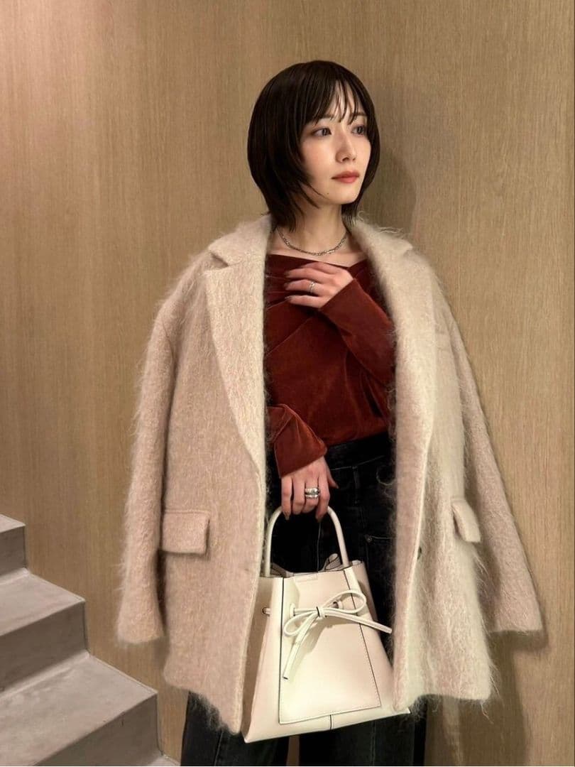 ☆人気完売☆フレイアイディー／アシメデコルテフロッキーチュールトップスRED新品