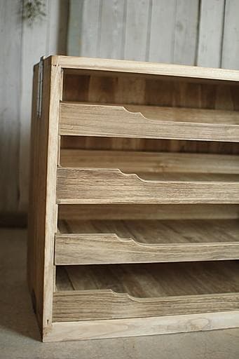 古い木製の引き出し4段　食器棚　キャビネット　古家具　古民家