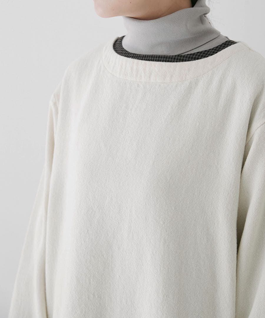 UpcycleLino BASIC ウール混デニム ボートネックプルオーバー