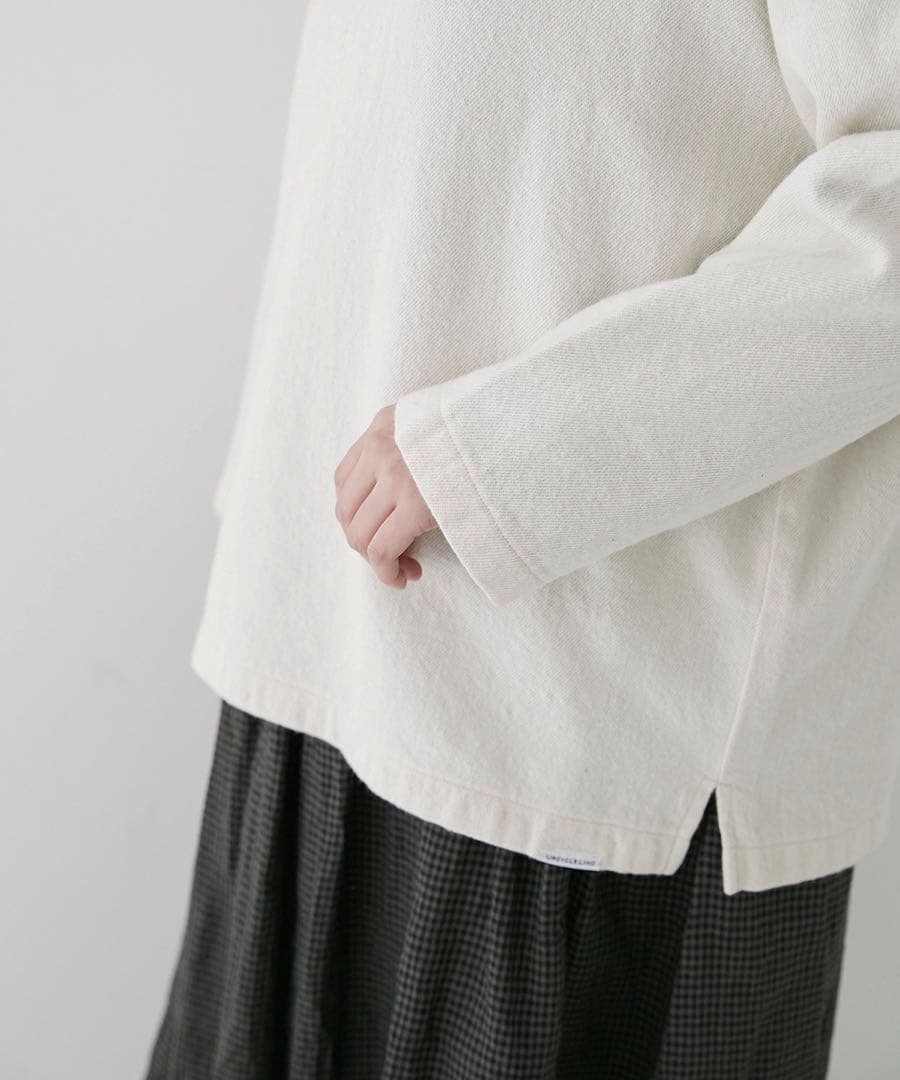 UpcycleLino BASIC ウール混デニム ボートネックプルオーバー