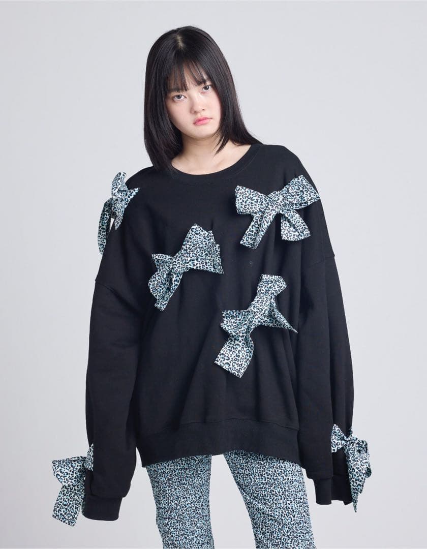 little sunny biteリボン付きレオパードスウェット