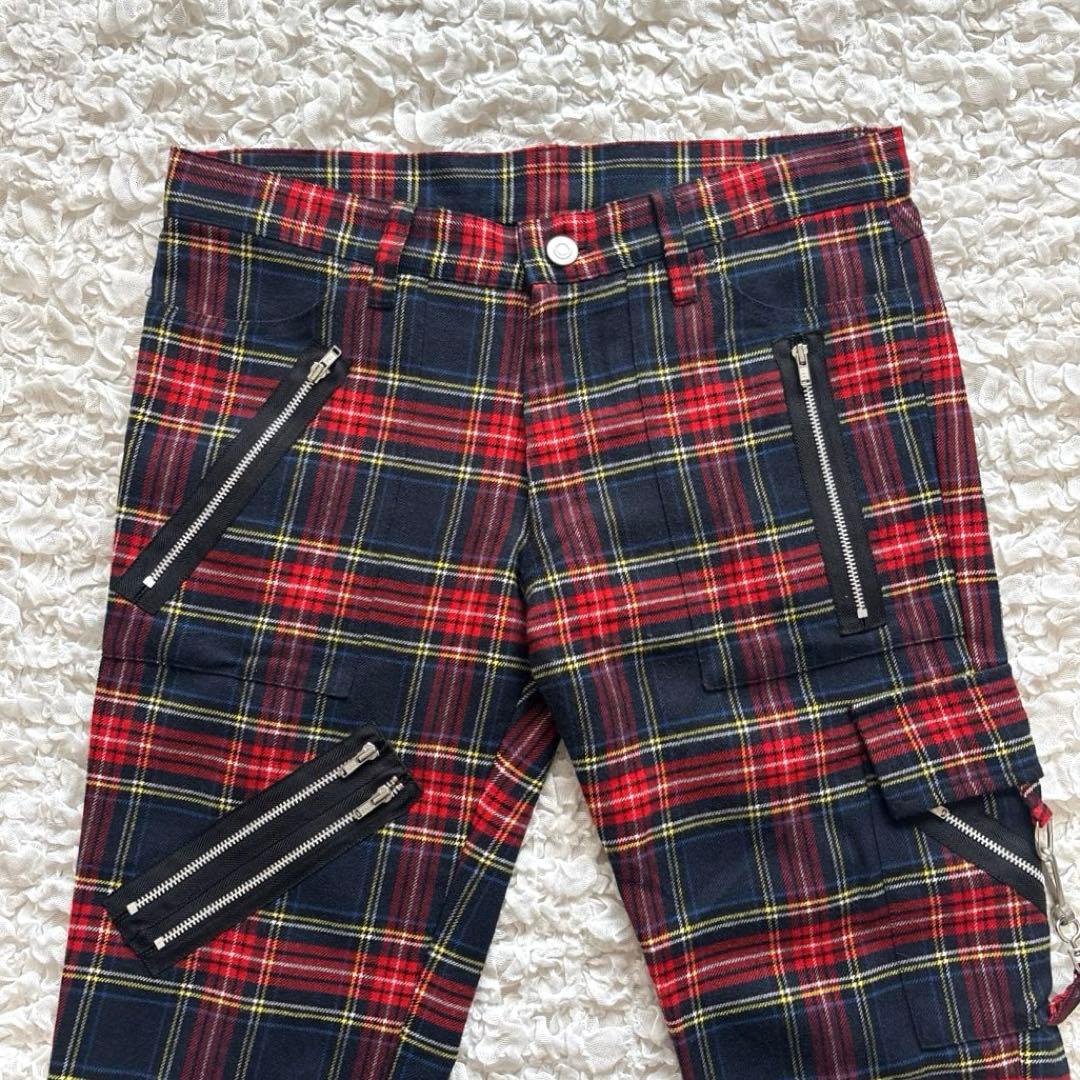 【美品】 666 ボンテージパンツ タータンチェック ジップ パンク 日本製