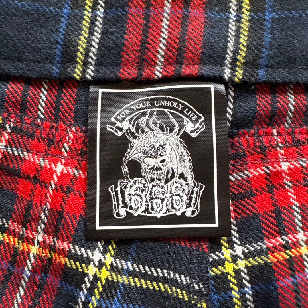 【美品】 666 ボンテージパンツ タータンチェック ジップ パンク 日本製