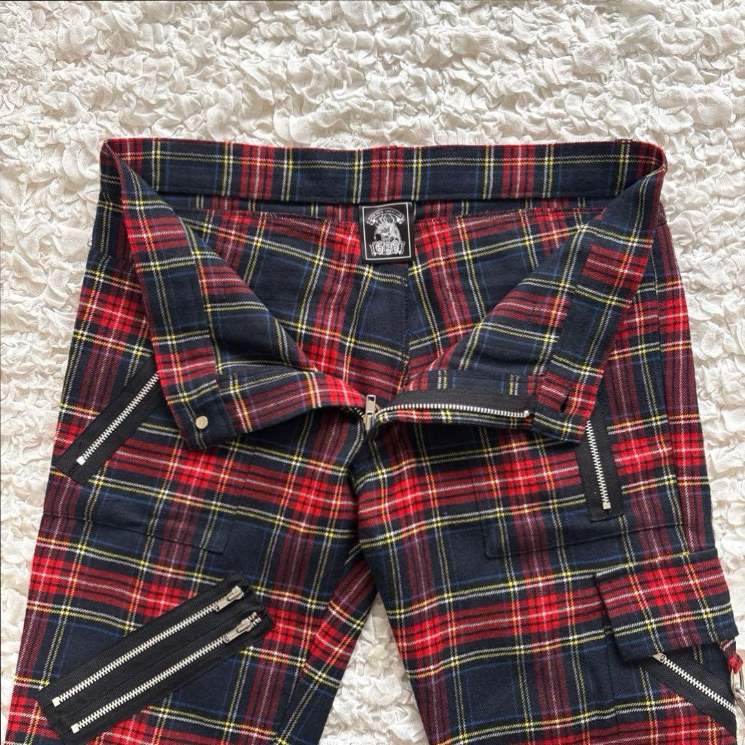 【美品】 666 ボンテージパンツ タータンチェック ジップ パンク 日本製