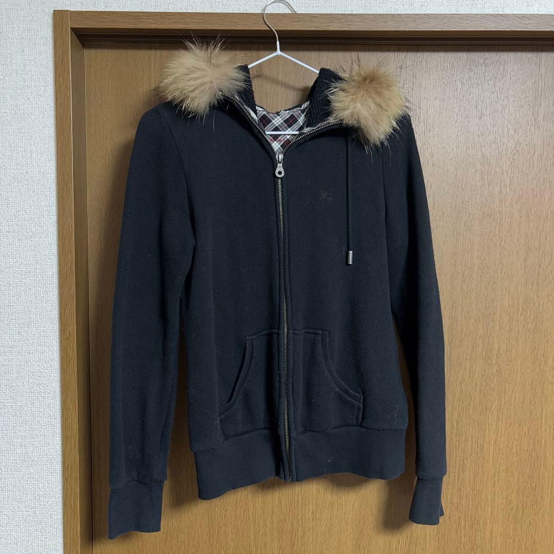 ファー パーカー 平成ギャル y2k バーバリー 黒