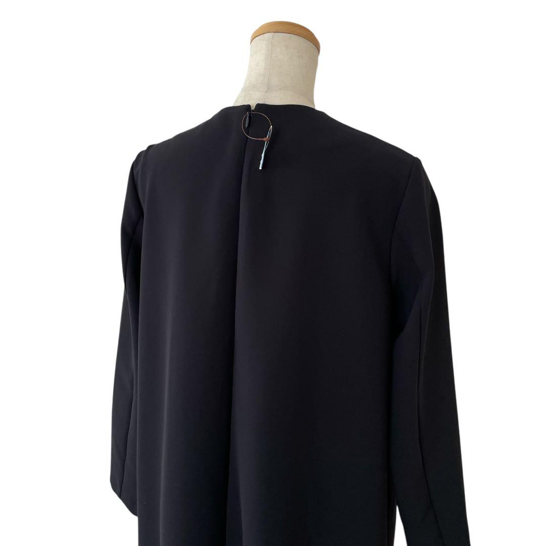 組曲 WEB限定コンフォータブルドレープ ワンピースAライン 紺 パール M