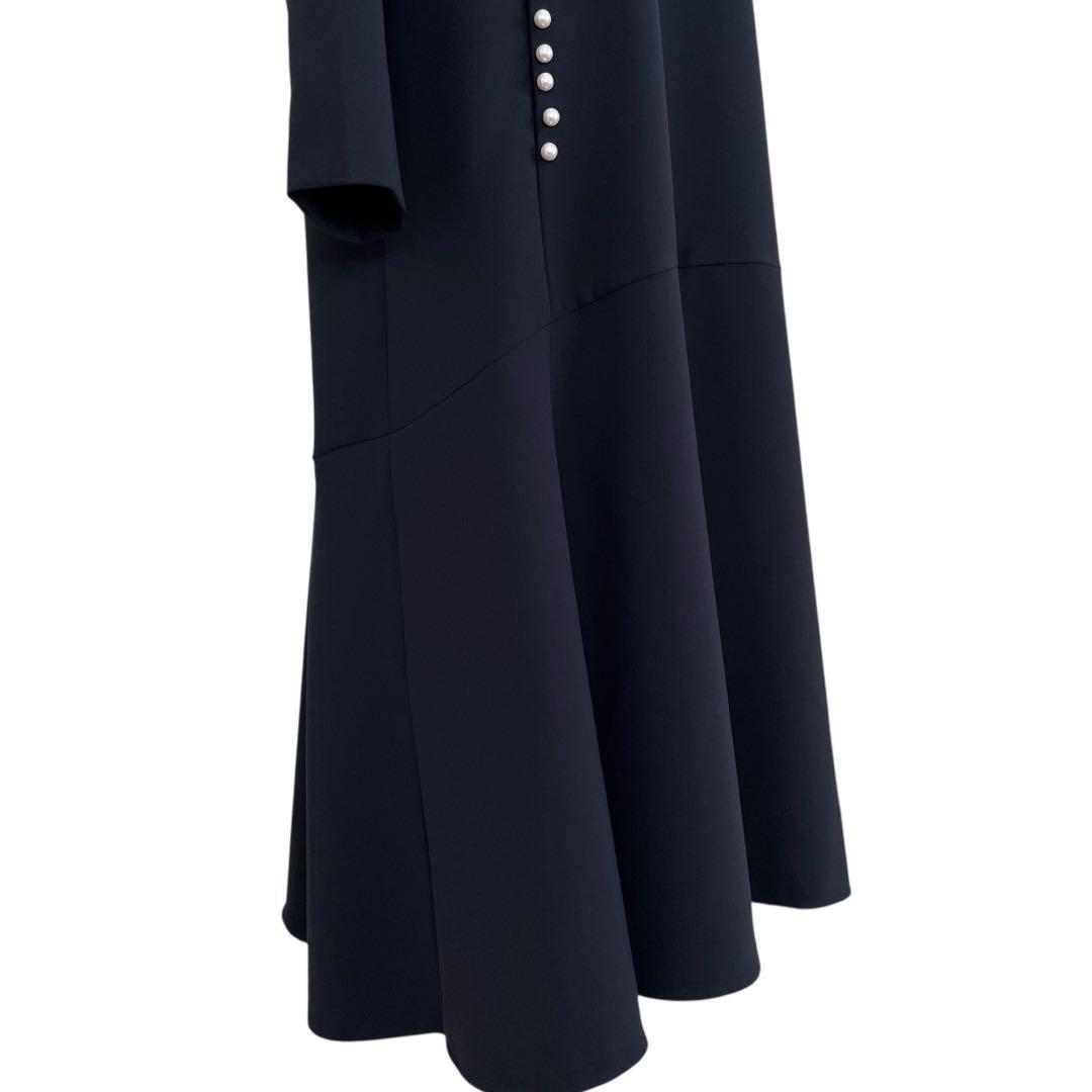 組曲 WEB限定コンフォータブルドレープ ワンピースAライン 紺 パール M