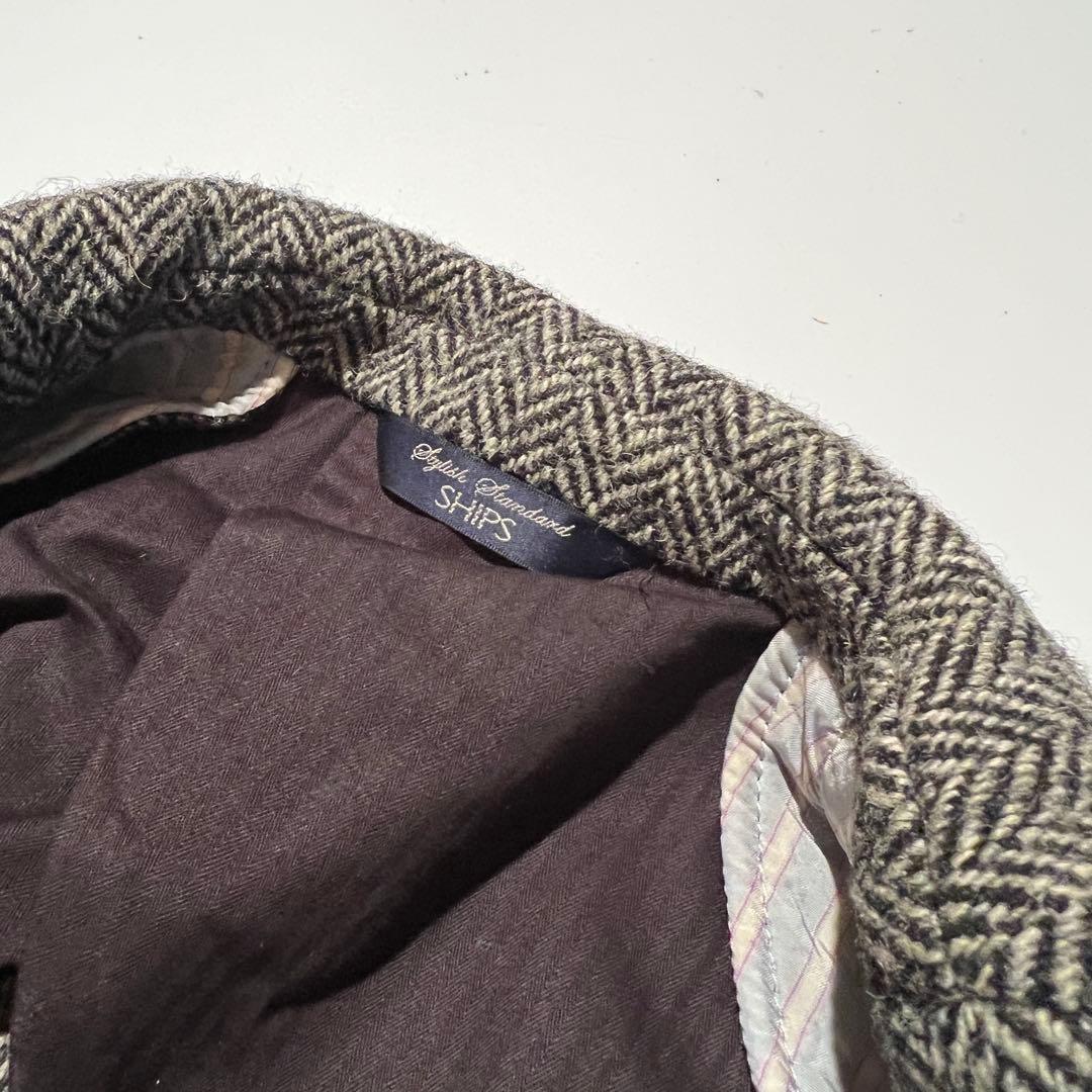 シップスハリスツイードヘリンボーン テーラードジャケット