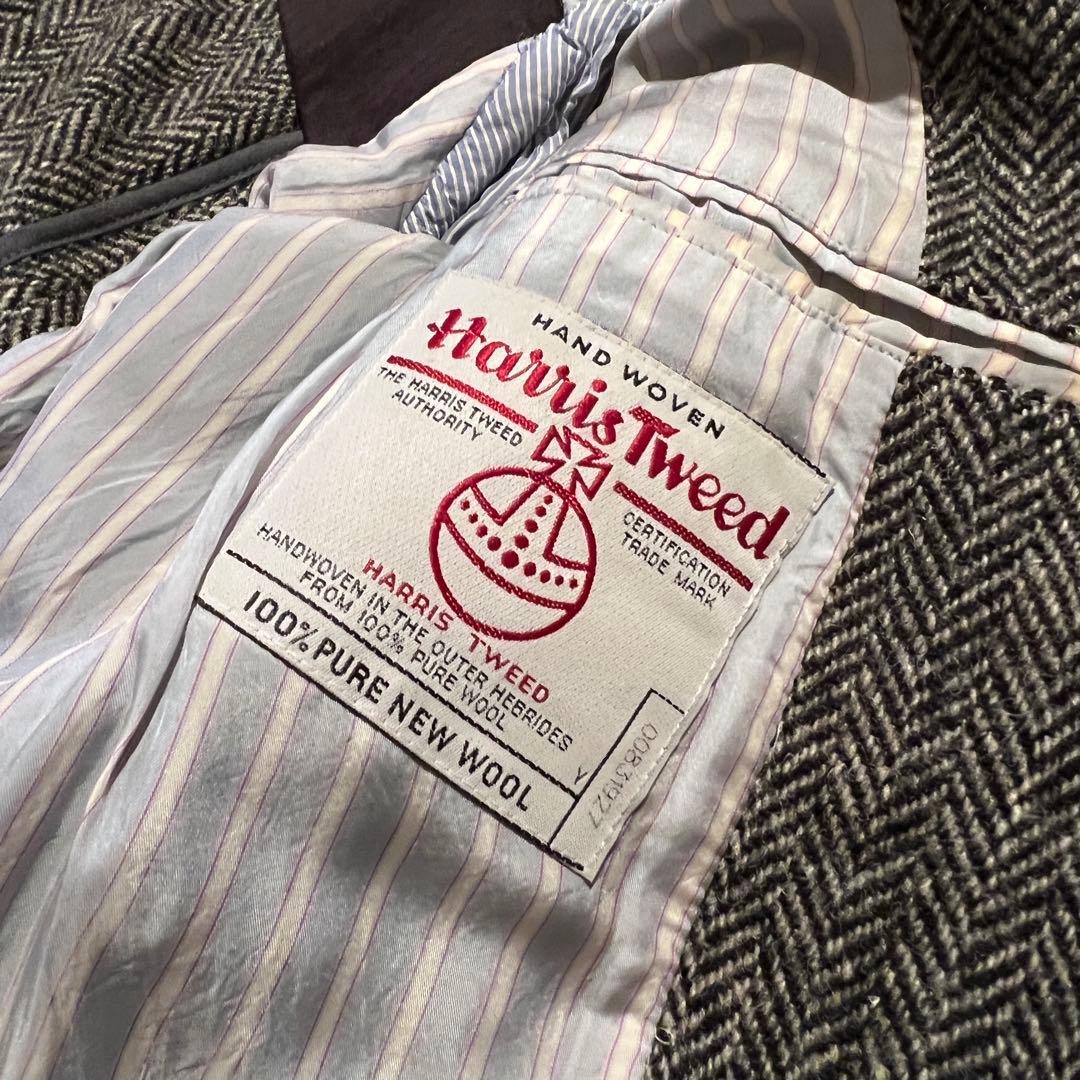 シップスハリスツイードヘリンボーン テーラードジャケット