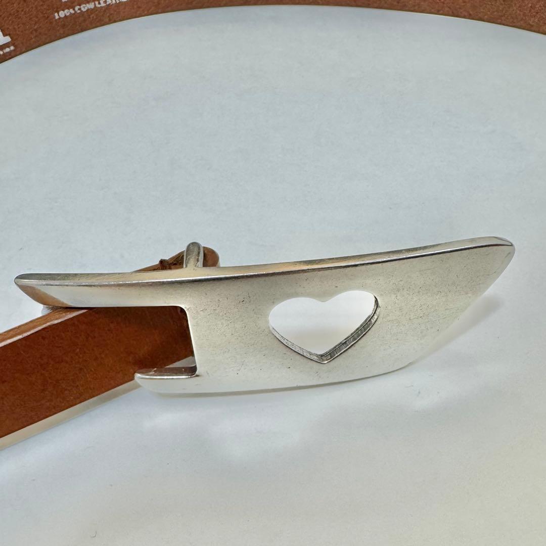 【美品】DIESEL 牛革 ハートバックルベルト 80㎝ ブラウン