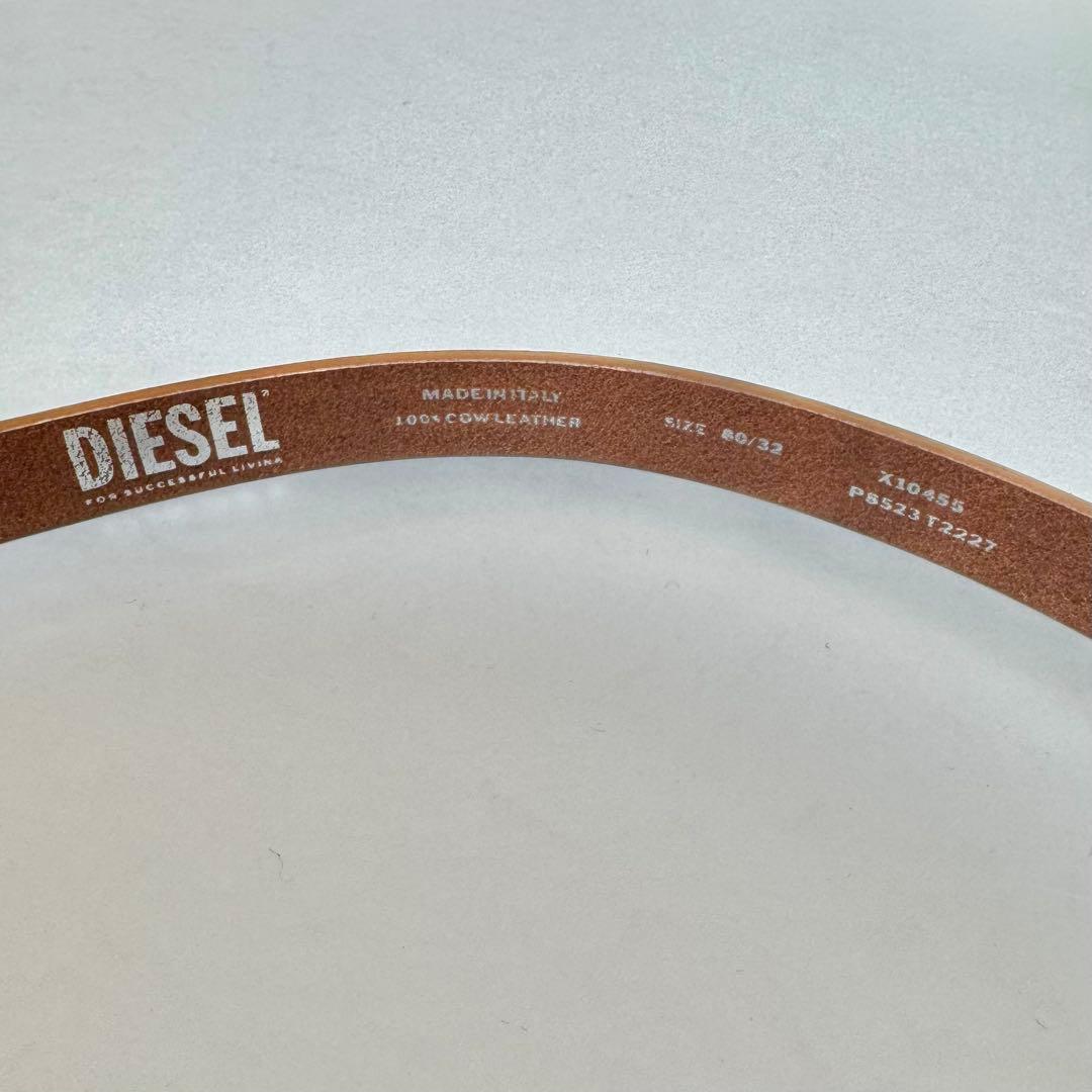 【美品】DIESEL 牛革 ハートバックルベルト 80㎝ ブラウン
