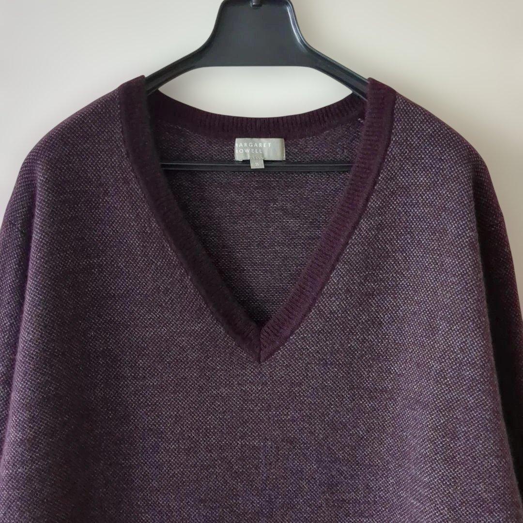 マーガレットハウエル カシミヤ63% ウール ニット 2L Vネック