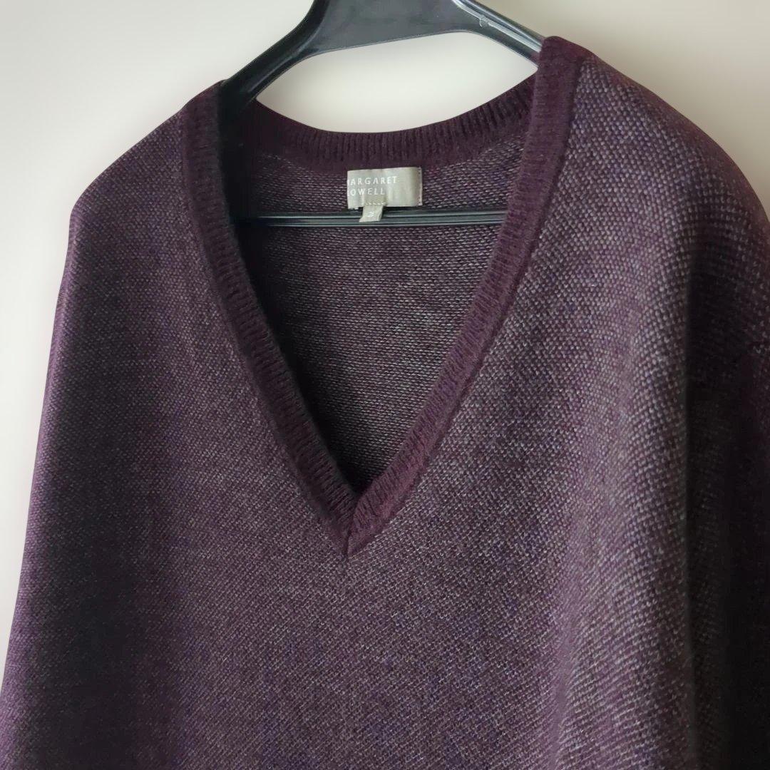 マーガレットハウエル カシミヤ63% ウール ニット 2L Vネック