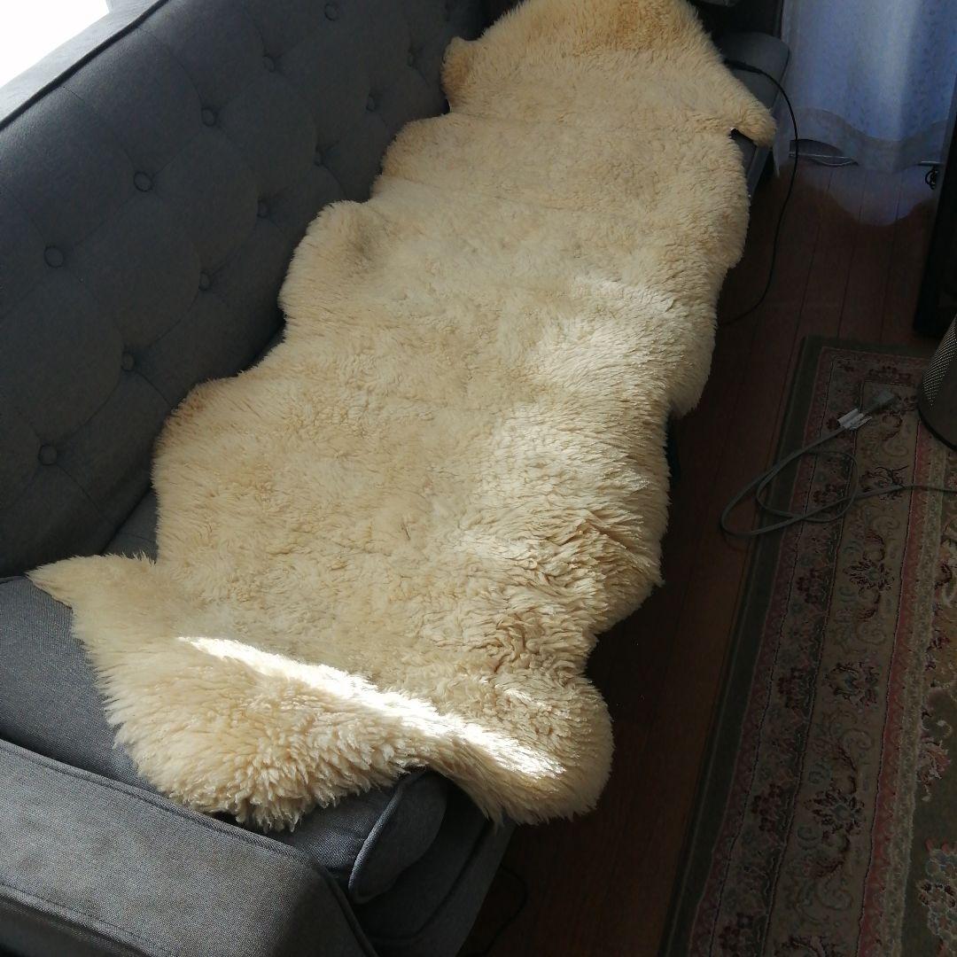 ラグマット羊皮　羊毛　２匹縫い合わせ　超特大　オーストラリア製