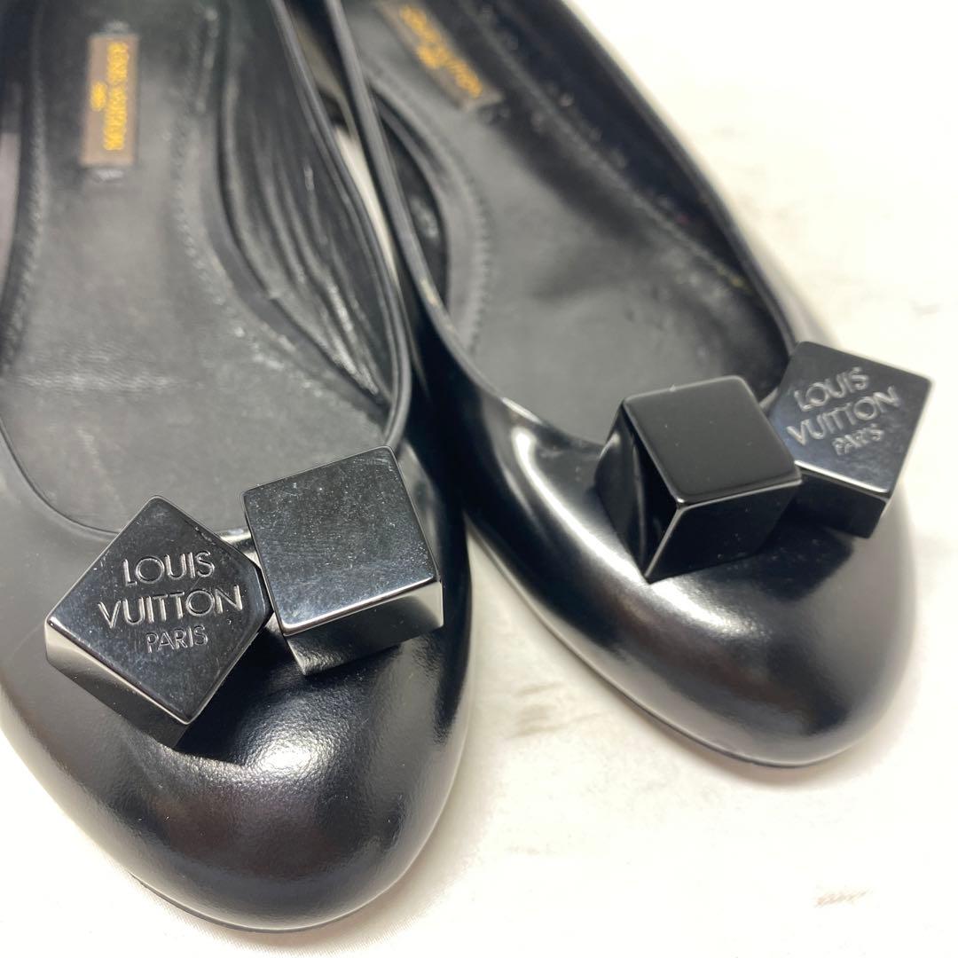 試着程度ルイヴィトン　サイズ表記「35」22.5 ブラックレザー　バレエシューズ
