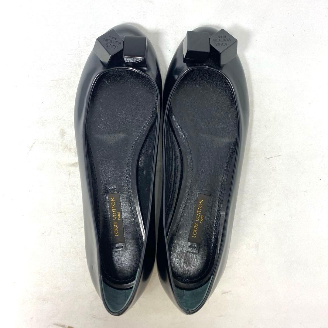 試着程度ルイヴィトン　サイズ表記「35」22.5 ブラックレザー　バレエシューズ