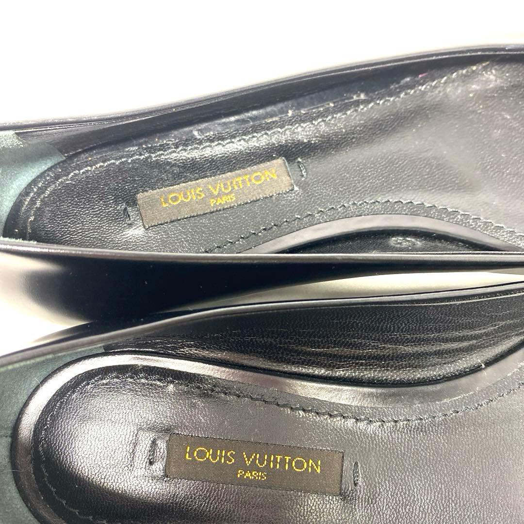 試着程度ルイヴィトン　サイズ表記「35」22.5 ブラックレザー　バレエシューズ