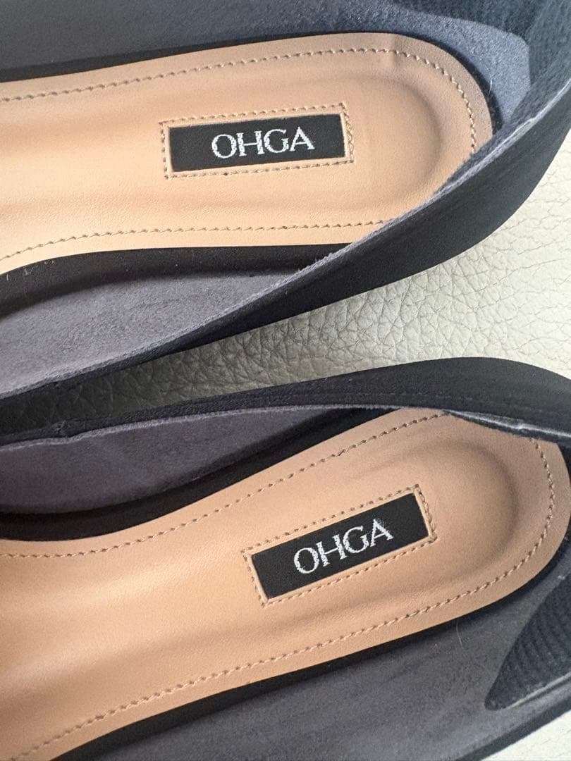 OHGA オーガ ベロアリボン パンプス フラットシューズ 24.5
