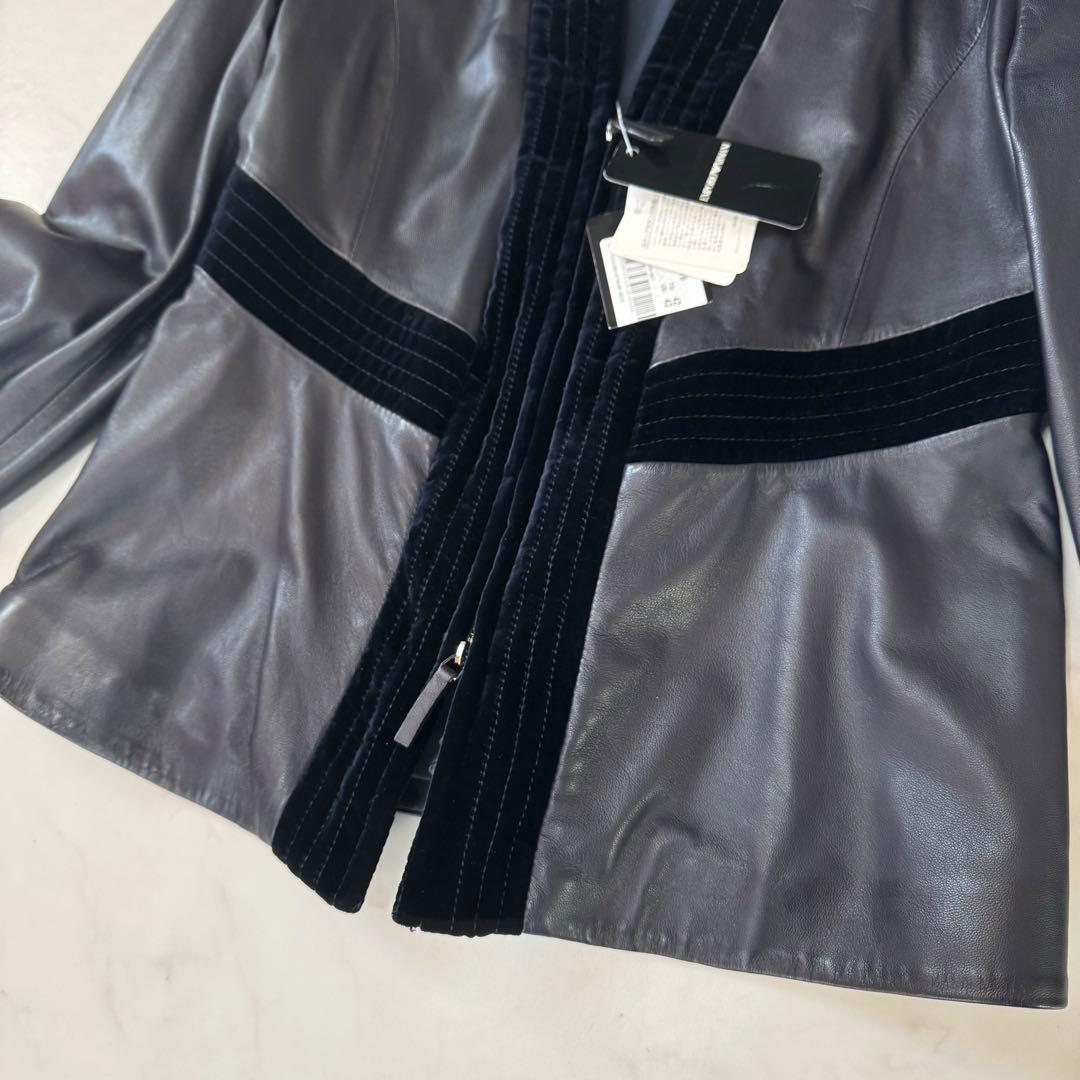 未使用タグ付き エンポリオアルマーニ テーラードジャケット ラムレザー 42