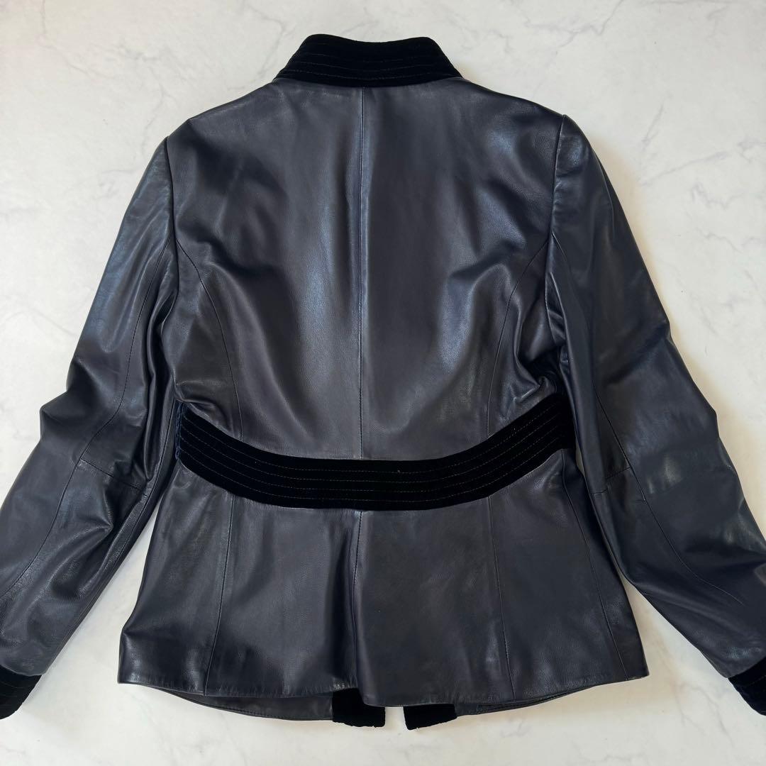 未使用タグ付き エンポリオアルマーニ テーラードジャケット ラムレザー 42