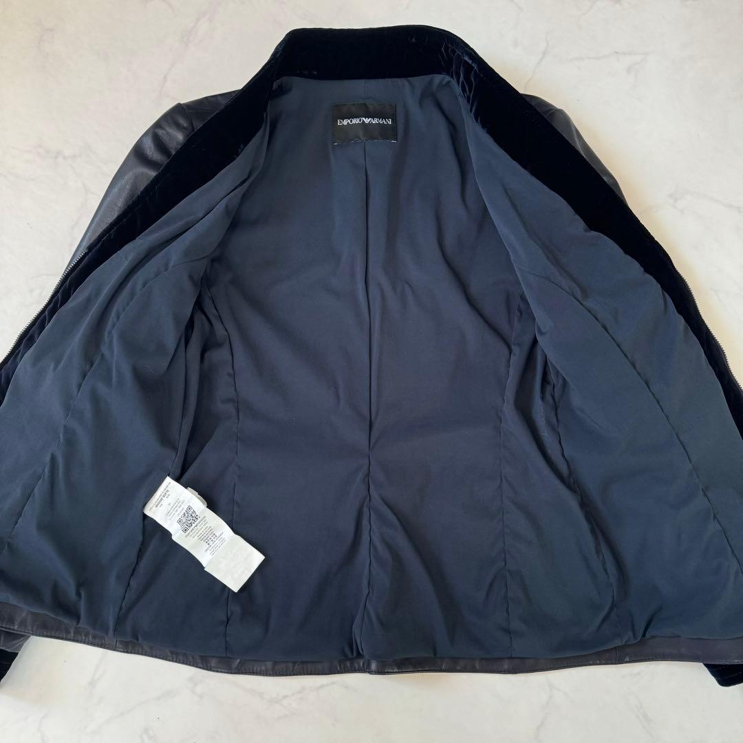 未使用タグ付き エンポリオアルマーニ テーラードジャケット ラムレザー 42