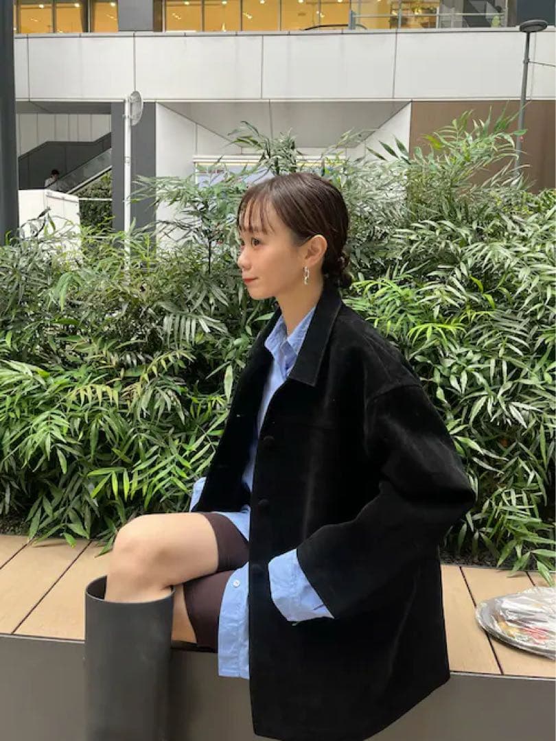 【今季】LA PEAU DE GEM エコスエードカバーオール ブラック