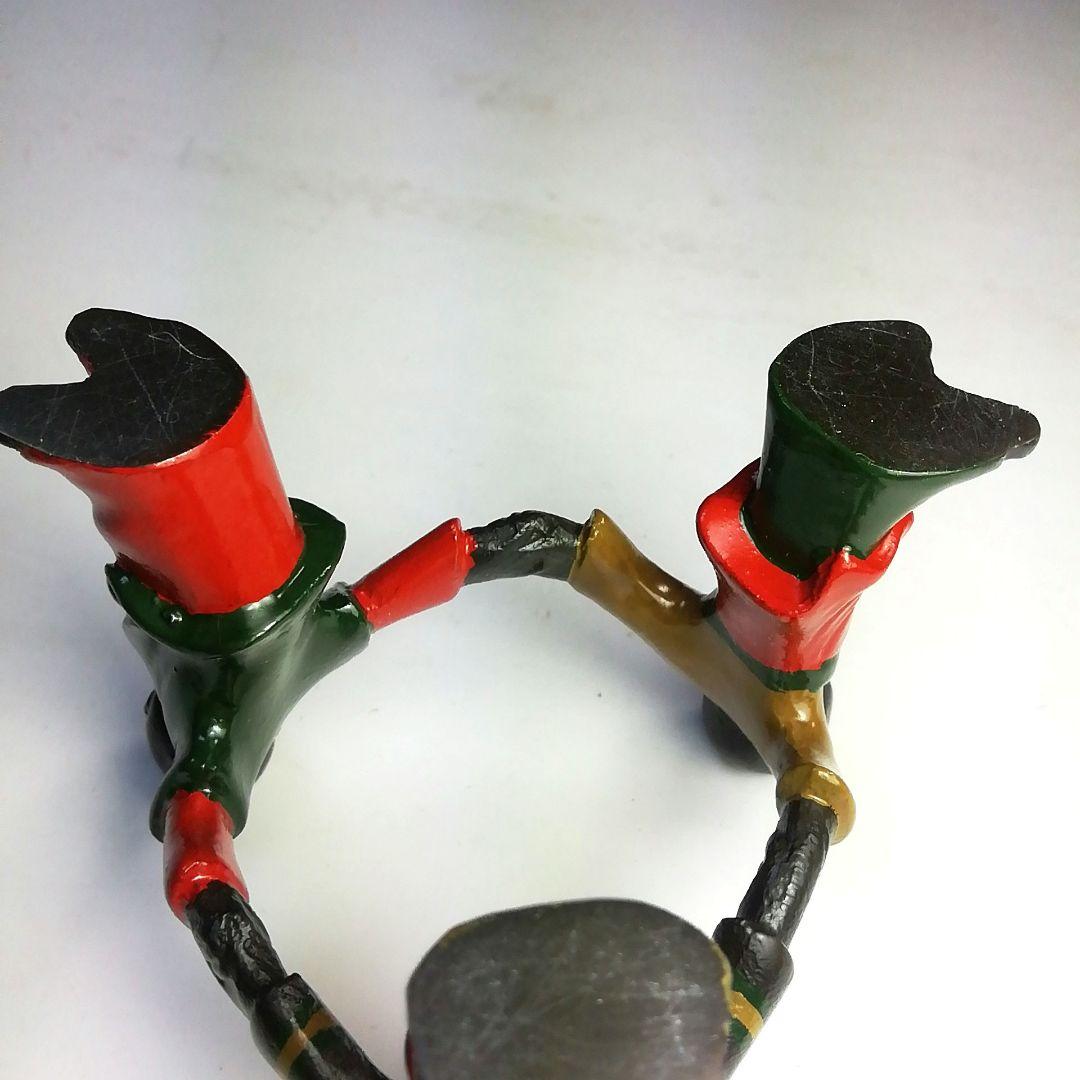 Ｓ７８７　蓋置　　『色絵　三ツ人形蓋置』『鋳物師　金森彦兵衛』　共箱　茶道具