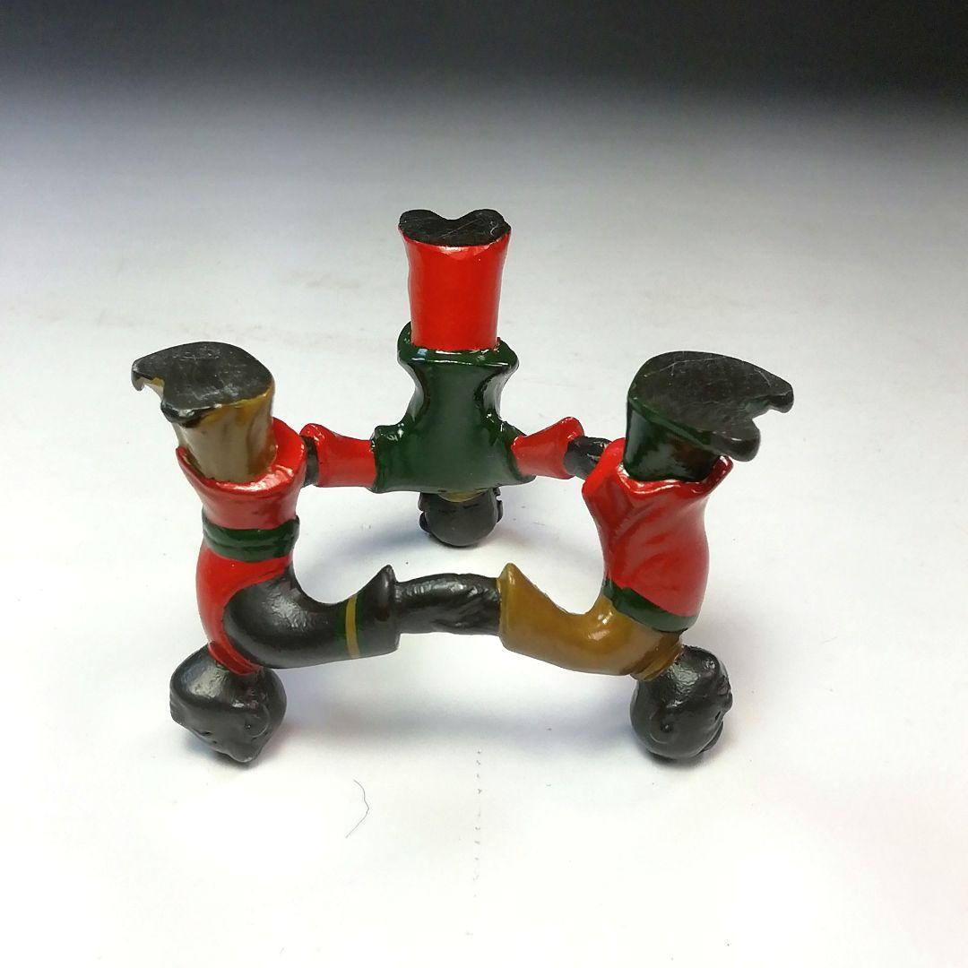 Ｓ７８７　蓋置　　『色絵　三ツ人形蓋置』『鋳物師　金森彦兵衛』　共箱　茶道具