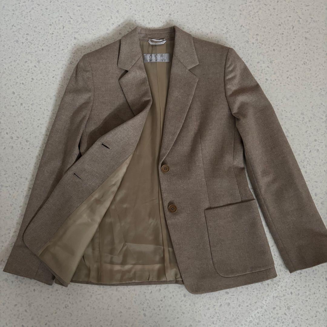 極美品 MaxMara マックスマーラ ウール テーラードジャケット グレージュ
