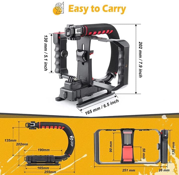 カメラアクションカメラカムコーダーとスマートフォン用のスマートフォンビデオリグ